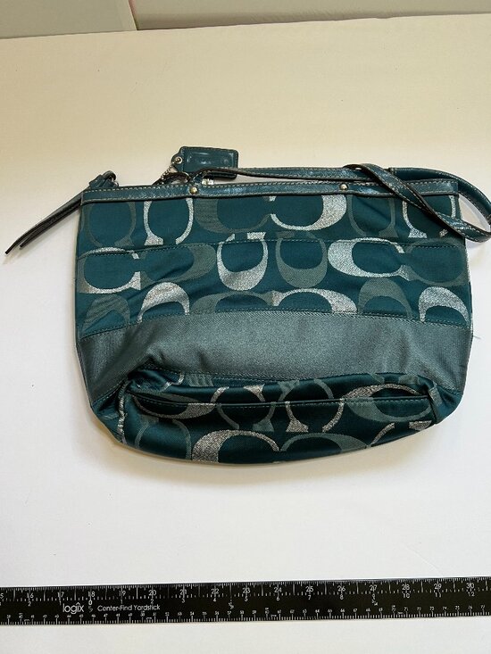 Coach | Bags | Coach Signature Shoulder Bag Vintage Teal And  Coach Teal Signature Metallic Stripe Tote (style number F20429)